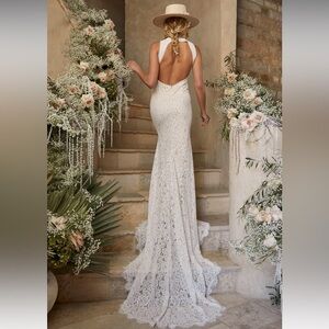Lupus Love Everlasting White Floral Lace Mermaid Maxi Dress